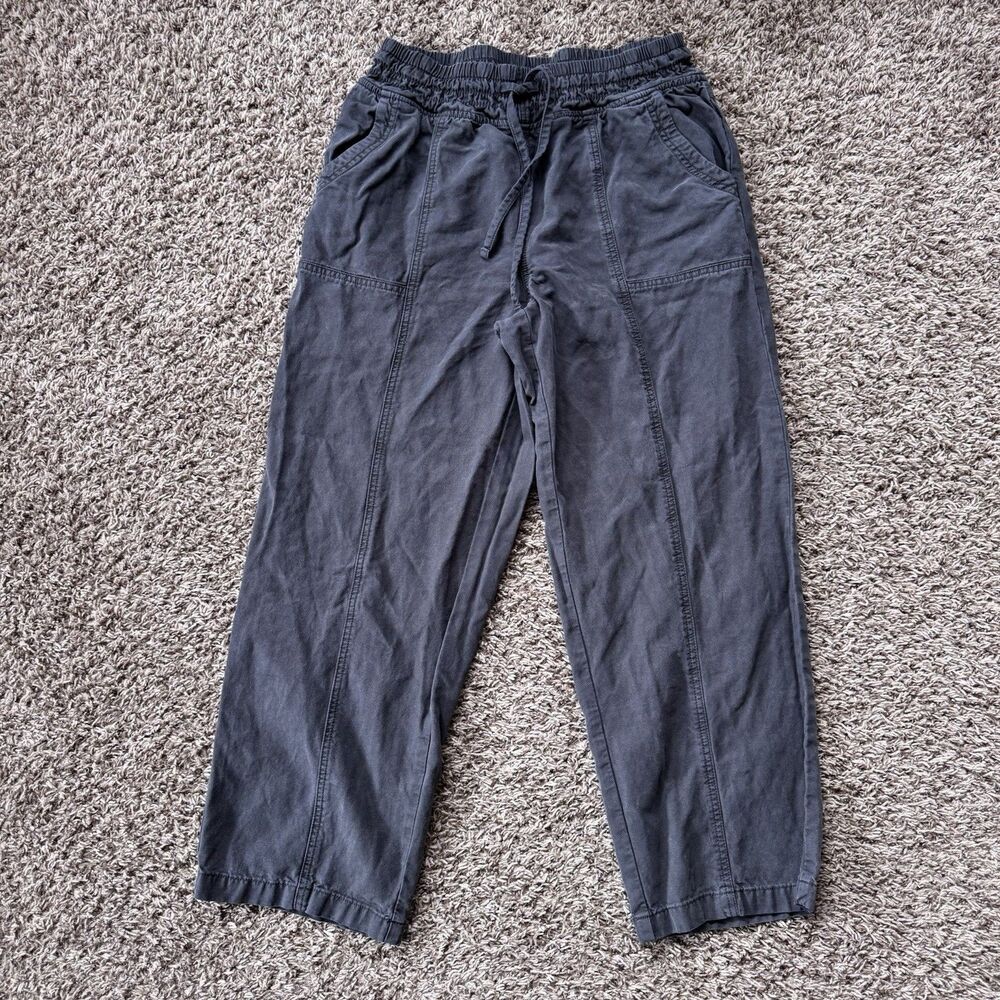 Aerie Pants Womens Medium Dark Grey Straight Leg Canvas Pull On Drawstring